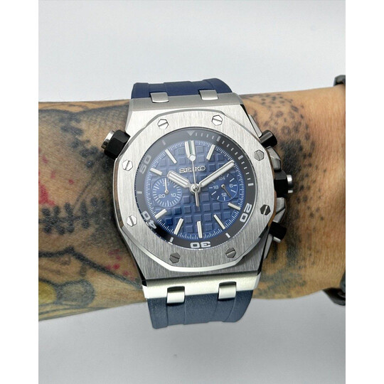 Custom Seiko Mod • Quartz Chronograph Blue AP ROO • 46mm